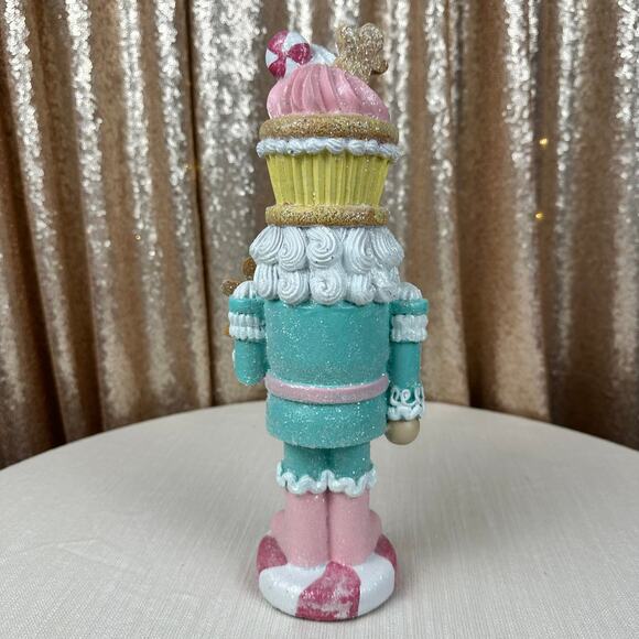 🍬 Pastel Cupcake Gingerbread Nutcracker 10” – Candy Christmas Decor - Picture 5 of 6